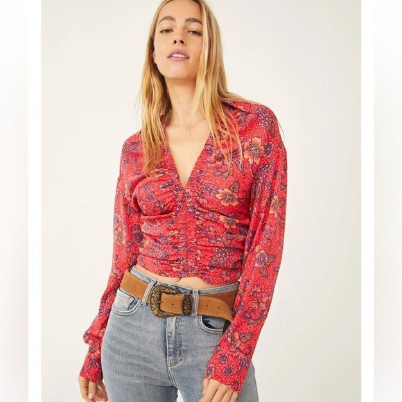 Free People I Got You Printed Top Pink Combo - Picture 1 of 7